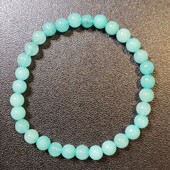 Amazonite Bracelet Handmade 6mm Grade AA Blue Amazonite Beads 7in" - Picture 3 of 5